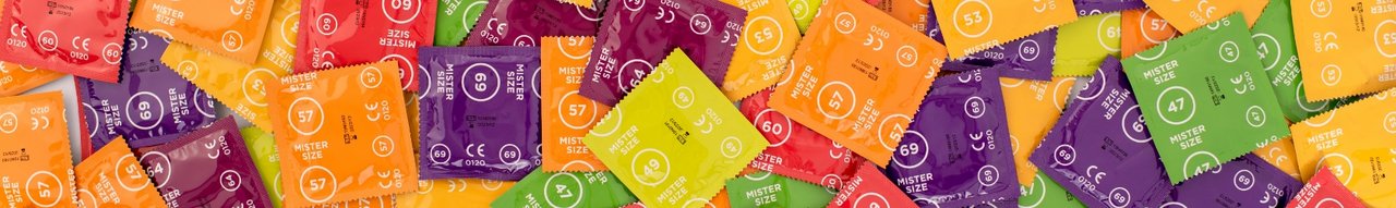 Šareni miks kondoma Mister Size